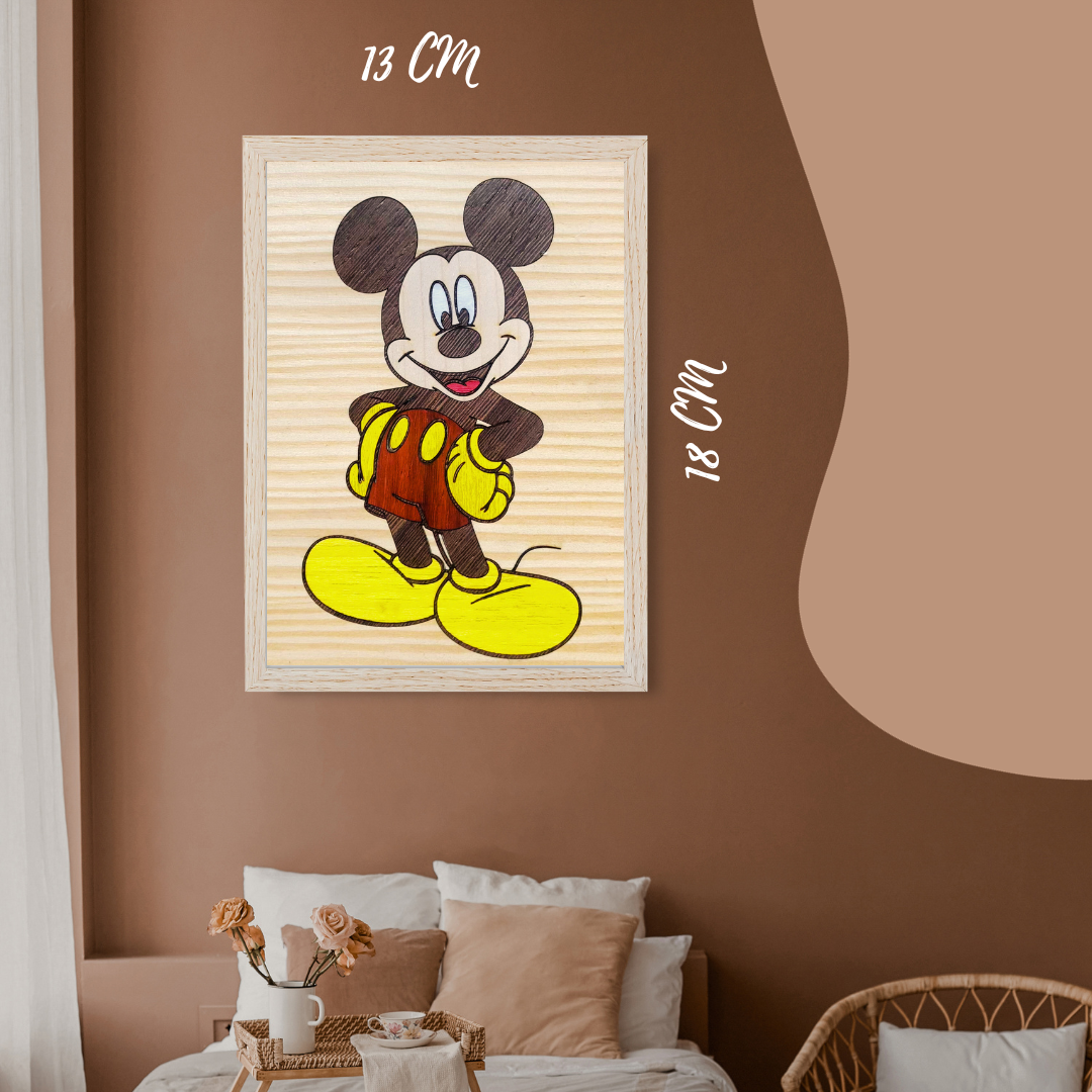 Marquetry / Intarsio ligneo - Topolino Disney - 13 x 18 cm