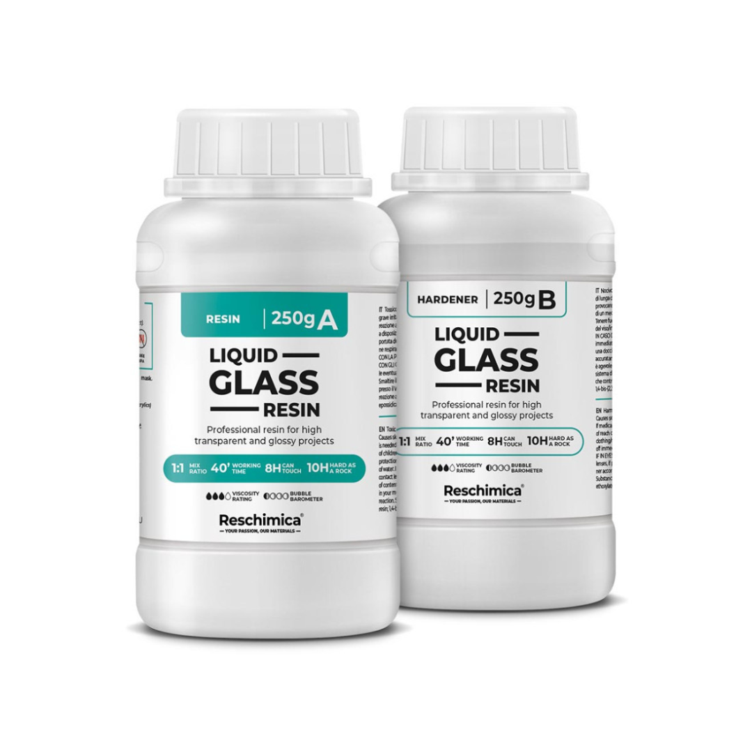 LIQUID GLASS RESIN - Resina epossidica trasparente effetto vetro, super fluida e facile da usare (1:1)