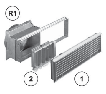 Bocchetta aria calda B2 36 × 9 cm – illustrazione di catalogo; finitura secondo variante selezionata
