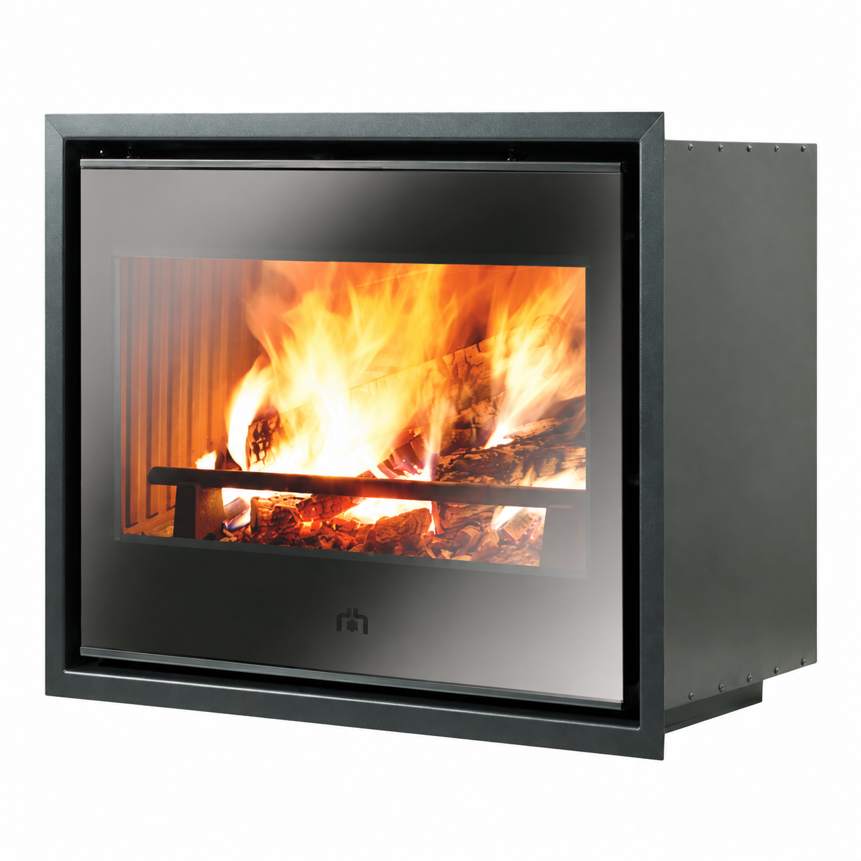 Inserto a legna Firebox Luce Plus su fondo bianco