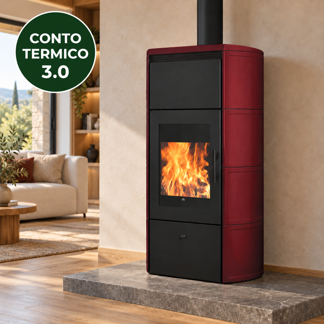 Flamma 14 ceramica bordeaux – Conto Termico 3.0