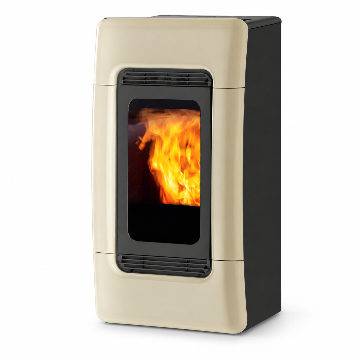 OUTLET – Edilkamin Meg+ 30 kW ceramica pergamena + Kit RS – foto prodotto su fondo bianco