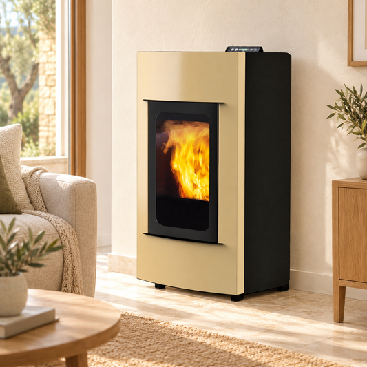 OUTLET – Italiana Camini Nelly 25 kW pergamena – foto ambientata