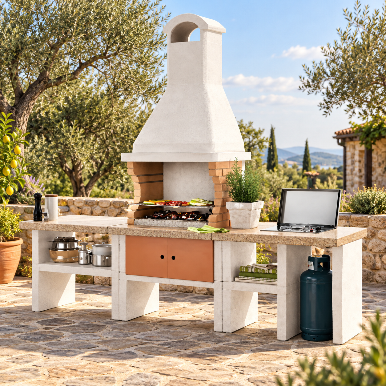 Barbecue Palazzetti granada ambientato in giardino – immagine illustrativa