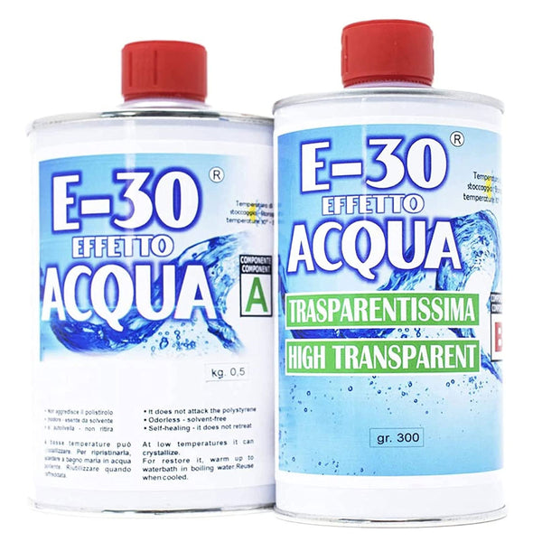 Resina Epossidica – E30 Effetto Acqua - Ultra Trasparente Atossica  per Creazioni Artistiche, Rivestimento Superfici